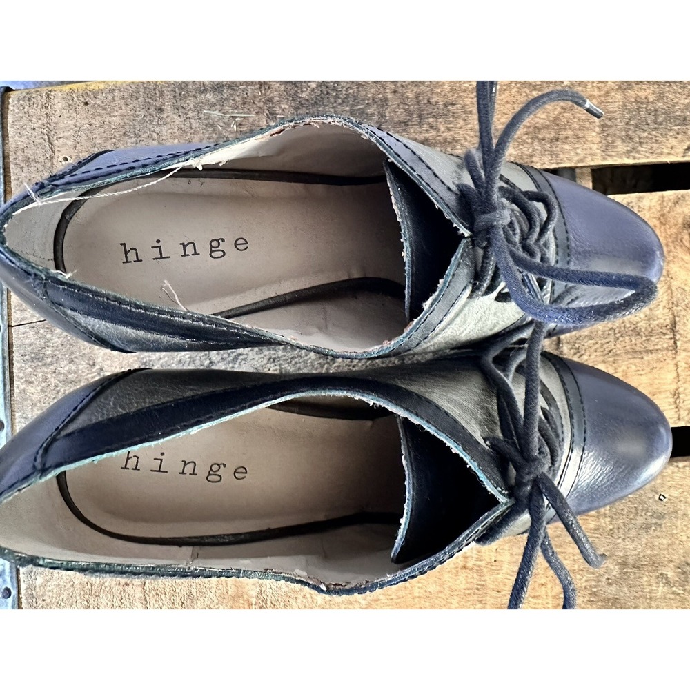 Hinge Rockabilly Heels Shoes Retro Women's 8.5 Gray & Blue Cosplay - Picture 5 of 7